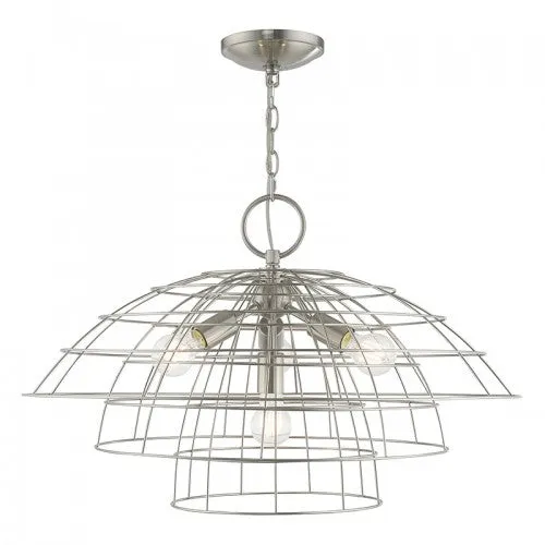 BROOKLYN 4 LIGHT CHANDELIER, BRUSHED NICKEL