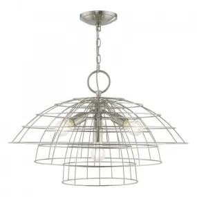 BROOKLYN 4 LIGHT CHANDELIER, BRUSHED NICKEL