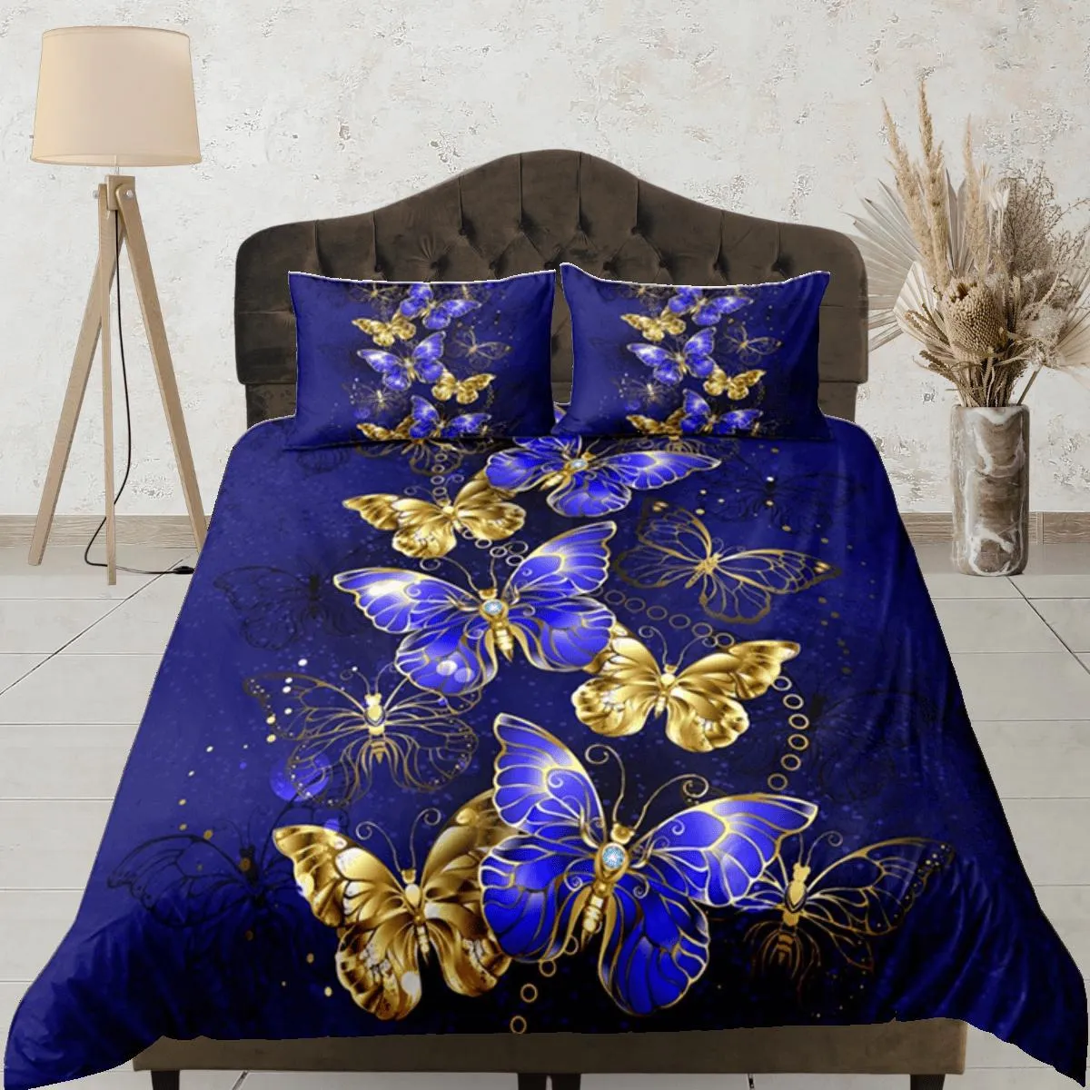 Butterfly Duvet Cover Set Purple Bedspread, Dorm Bedding with Pillowcase