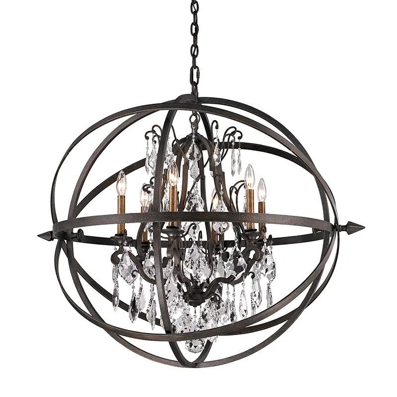 BYRON 6 LIGHT CHANDELIER, VINTAGE BRONZE