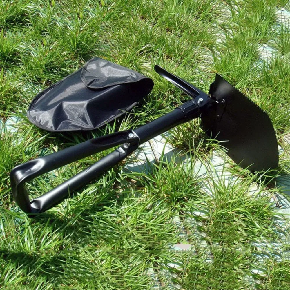 Carbon Steel Army Military Three Folding Spade Shovel Camping Metal Portable Survival Trowel Garden Outdoor Tool