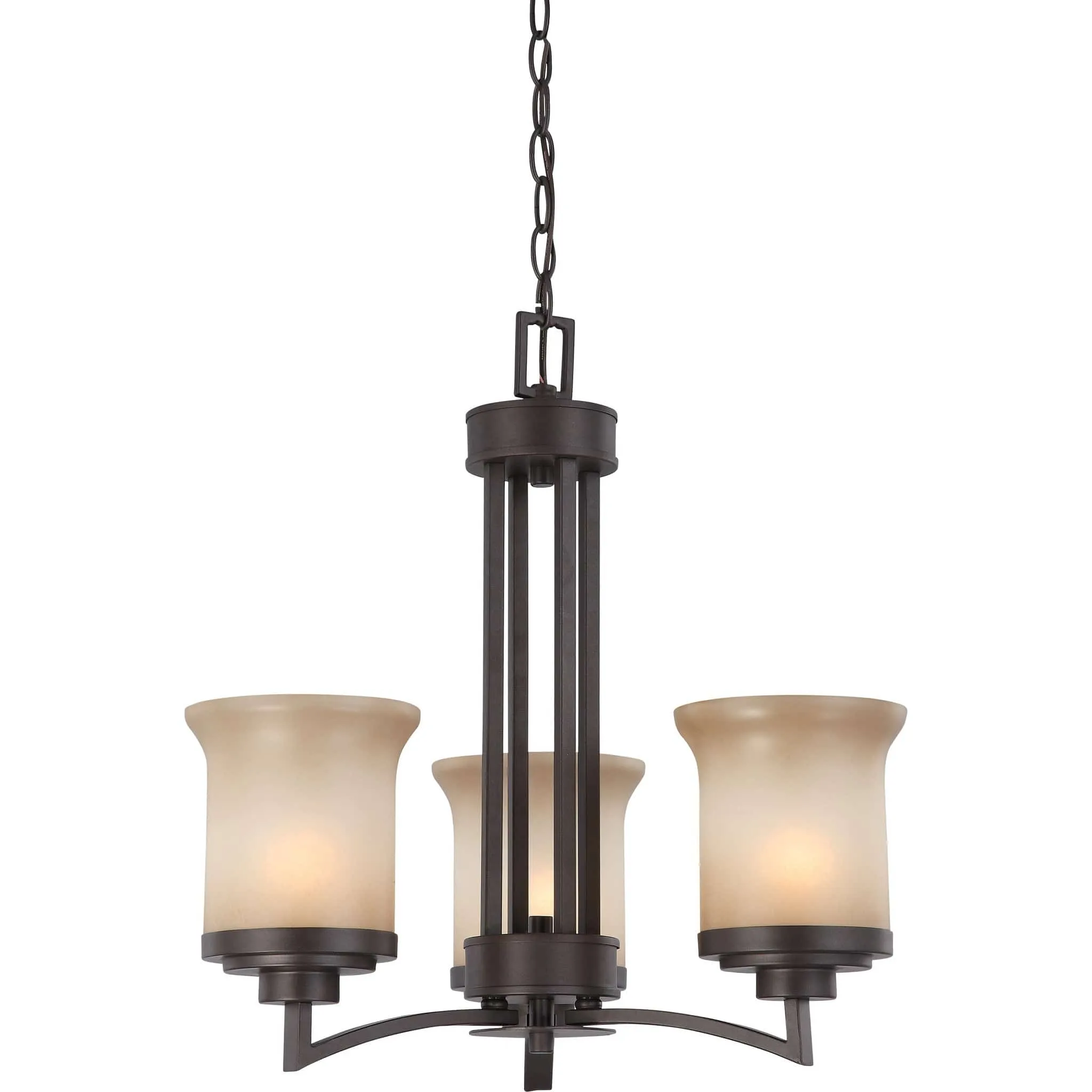 Chandelier in Dark Chocolate Bronze Finish with Saffron Glass