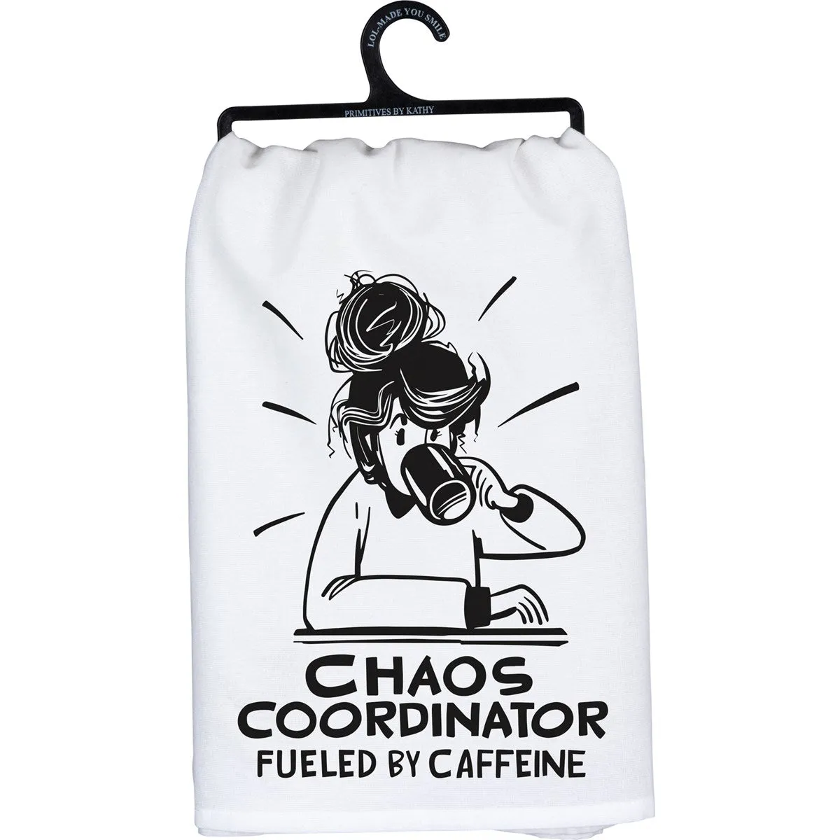 'Chaos Coordinator, Fueled By Caffeine' Kitchen Towel