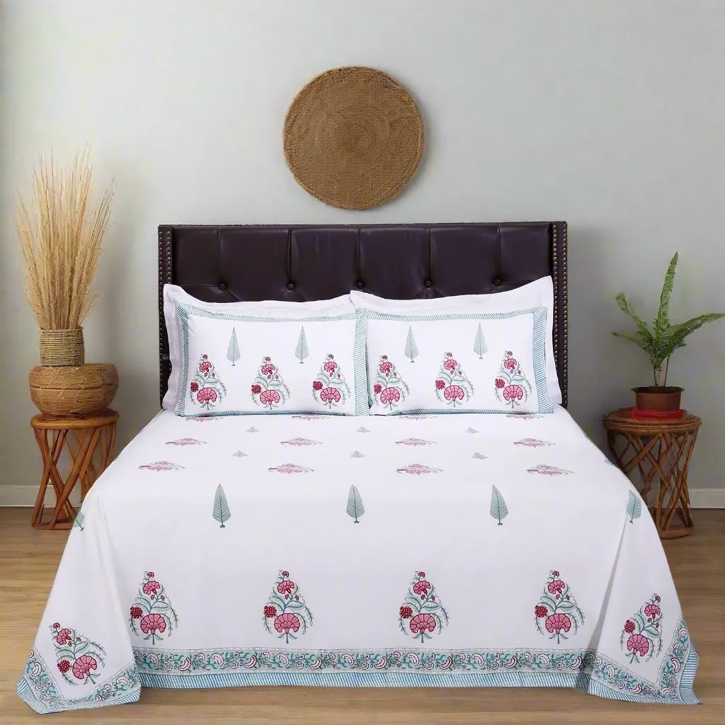 Charvi Aqua Cotton Percale Bedsheet