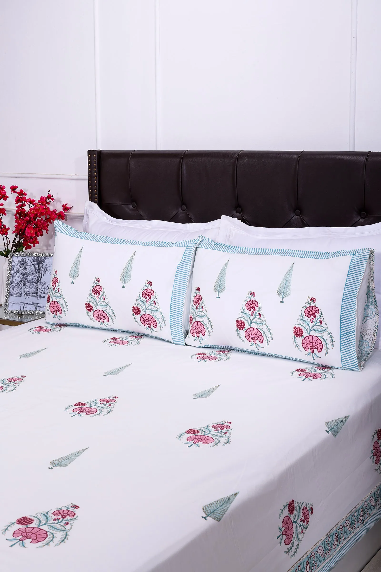 Charvi Aqua Cotton Percale Bedsheet