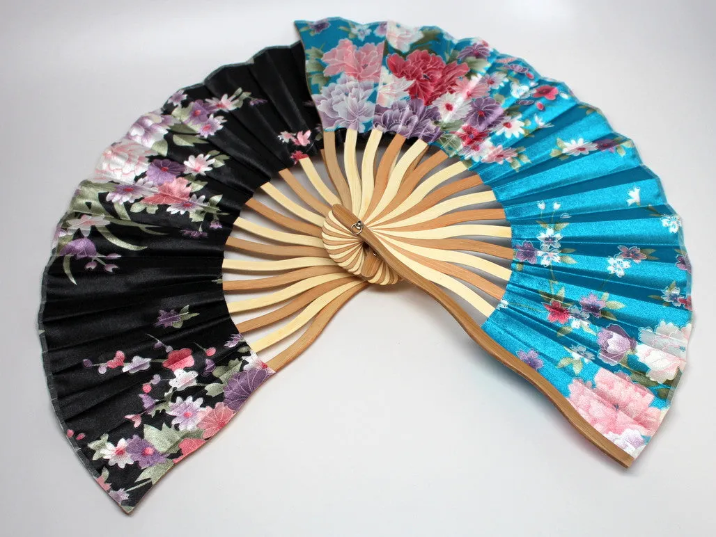 Chinese Floral Silk Fan (Multiple Colors)