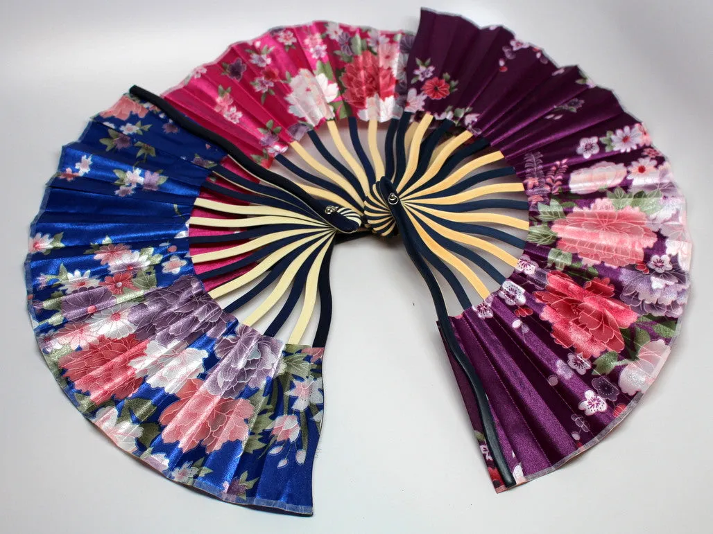 Chinese Floral Silk Fan (Multiple Colors)