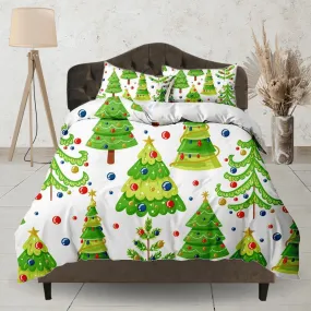 Christmas tree and bauble bedding & pillowcase holiday gift duvet cover king queen full twin toddler bedding baby Christmas farmhouse decor