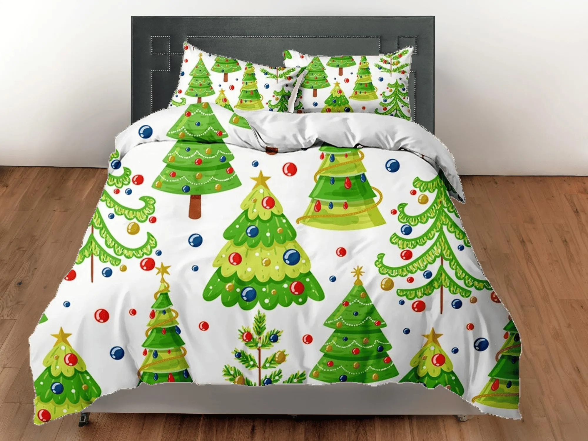 Christmas tree and bauble bedding & pillowcase holiday gift duvet cover king queen full twin toddler bedding baby Christmas farmhouse decor