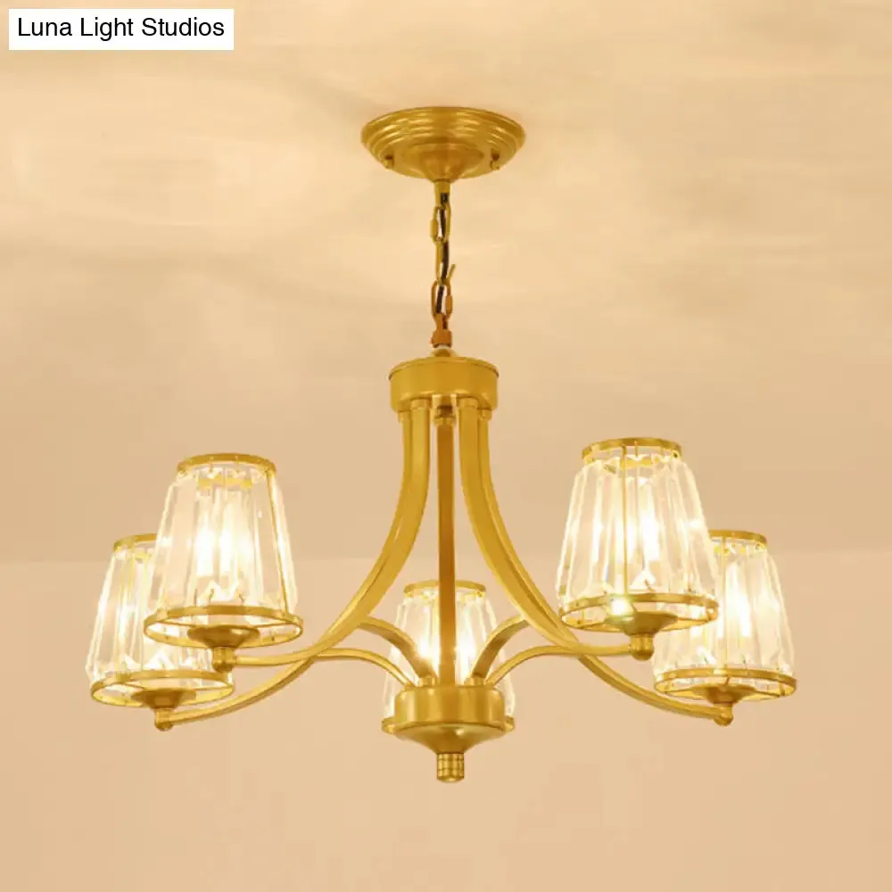 Circular Crystal Chandelier Lamp: Elegant Hanging Light for Bedrooms with Gold/Black Touches - 3/5/6 Lights