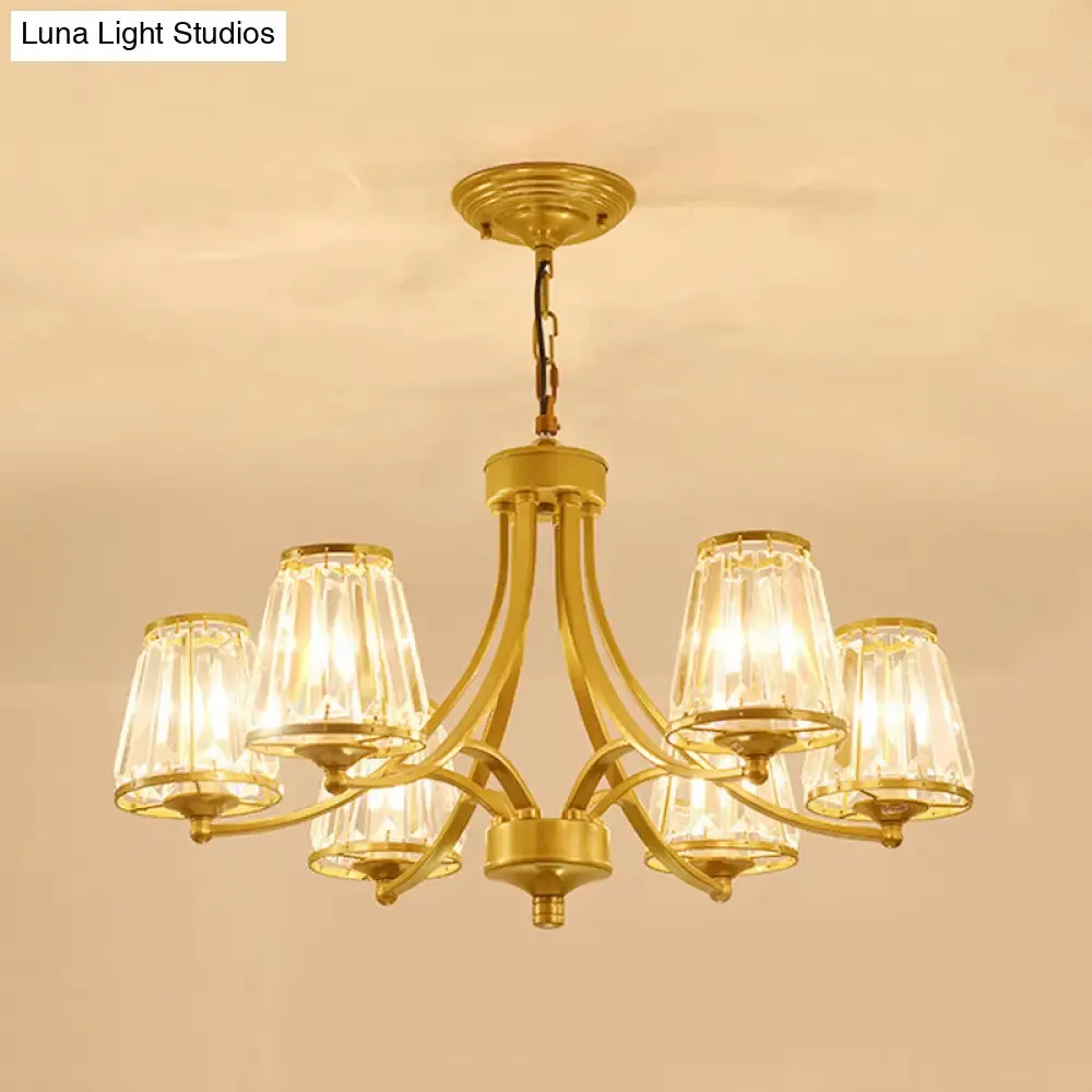 Circular Crystal Chandelier Lamp: Elegant Hanging Light for Bedrooms with Gold/Black Touches - 3/5/6 Lights