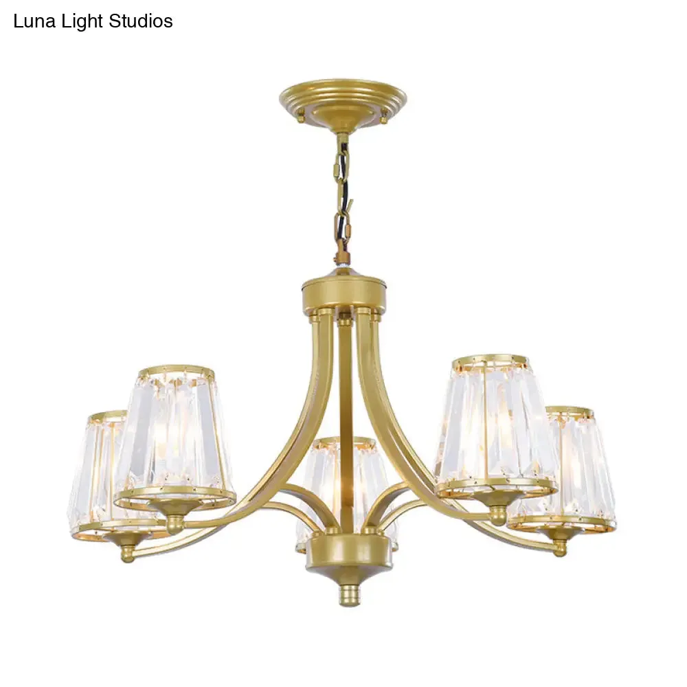 Circular Crystal Chandelier Lamp: Elegant Hanging Light for Bedrooms with Gold/Black Touches - 3/5/6 Lights