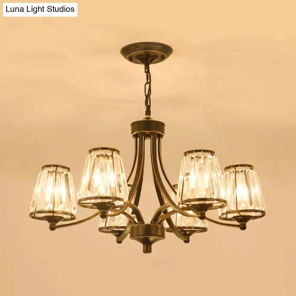 Circular Crystal Chandelier Lamp: Elegant Hanging Light for Bedrooms with Gold/Black Touches - 3/5/6 Lights