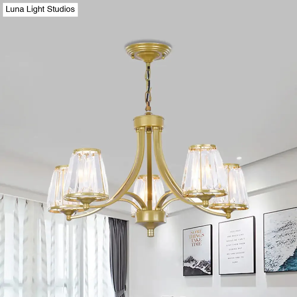 Circular Crystal Chandelier Lamp: Elegant Hanging Light for Bedrooms with Gold/Black Touches - 3/5/6 Lights