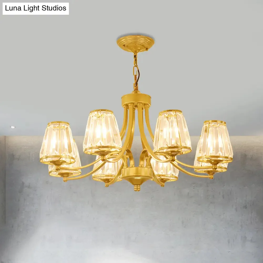 Circular Crystal Chandelier Lamp: Elegant Hanging Light for Bedrooms with Gold/Black Touches - 3/5/6 Lights