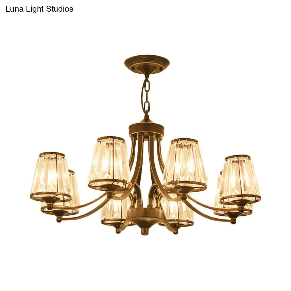 Circular Crystal Chandelier Lamp: Elegant Hanging Light for Bedrooms with Gold/Black Touches - 3/5/6 Lights