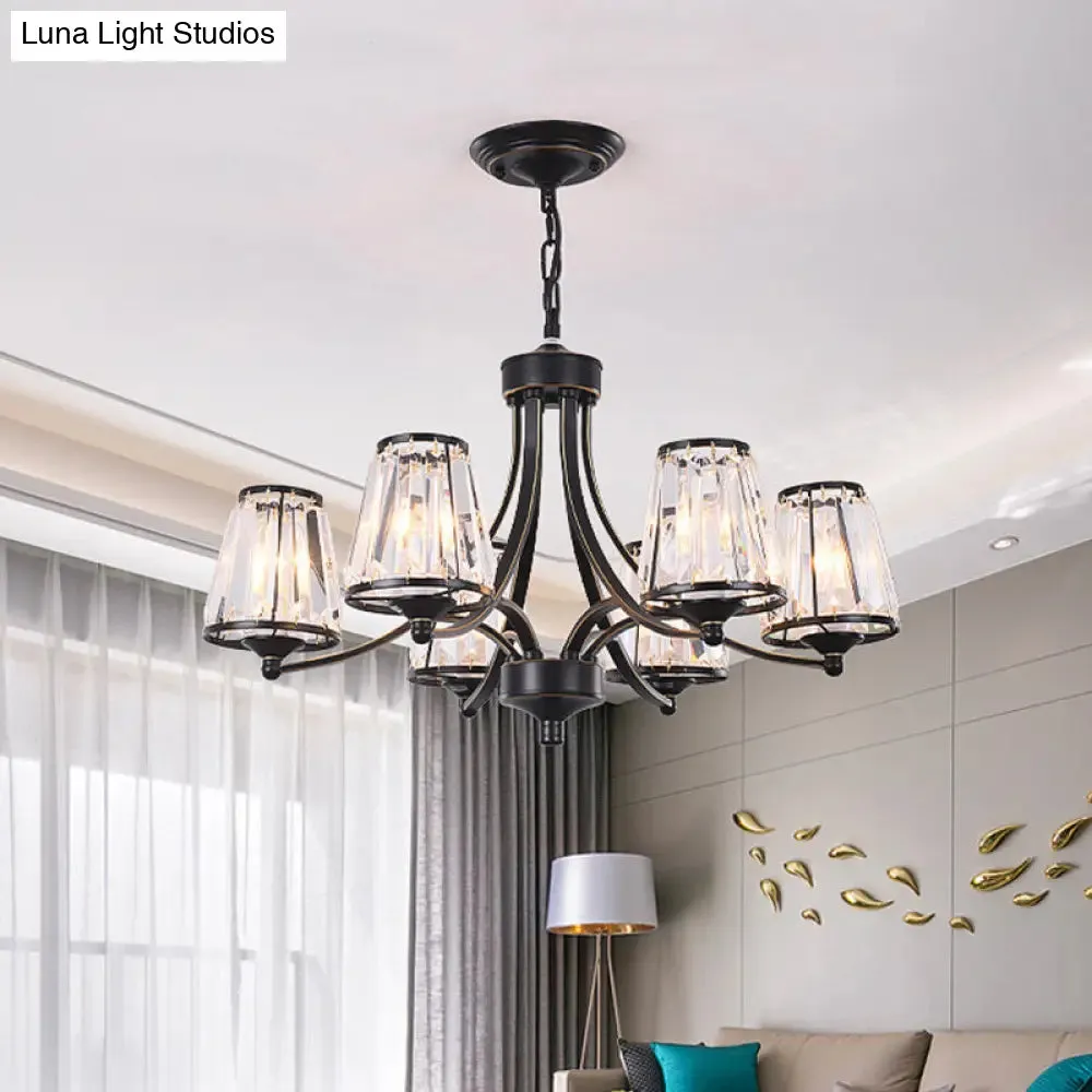 Circular Crystal Chandelier Lamp: Elegant Hanging Light for Bedrooms with Gold/Black Touches - 3/5/6 Lights