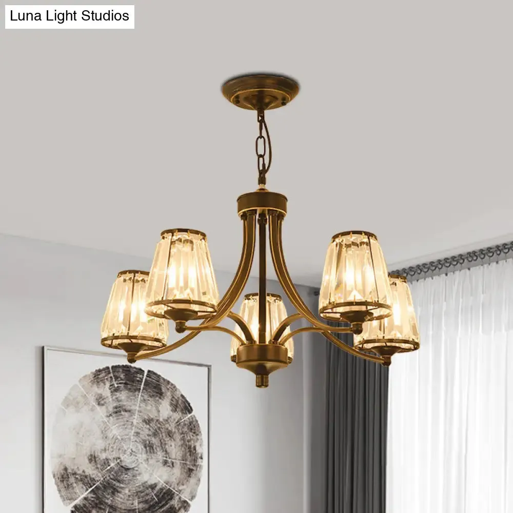 Circular Crystal Chandelier Lamp: Elegant Hanging Light for Bedrooms with Gold/Black Touches - 3/5/6 Lights