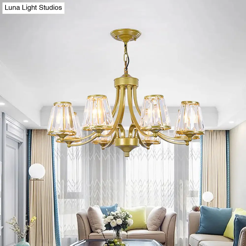 Circular Crystal Chandelier Lamp: Elegant Hanging Light for Bedrooms with Gold/Black Touches - 3/5/6 Lights