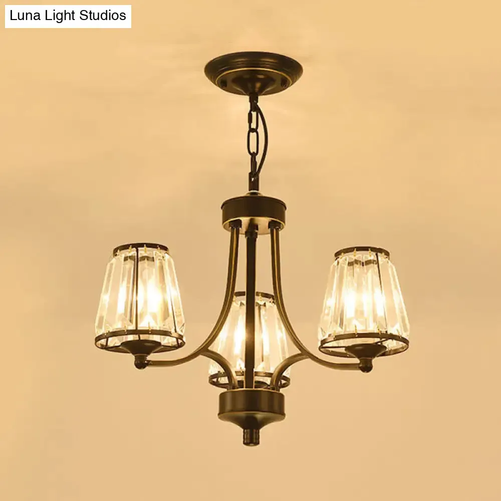 Circular Crystal Chandelier Lamp: Elegant Hanging Light for Bedrooms with Gold/Black Touches - 3/5/6 Lights