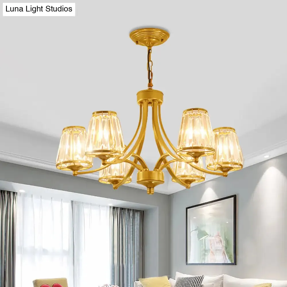 Circular Crystal Chandelier Lamp: Elegant Hanging Light for Bedrooms with Gold/Black Touches - 3/5/6 Lights