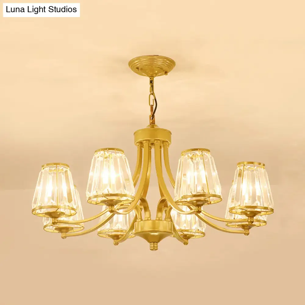 Circular Crystal Chandelier Lamp: Elegant Hanging Light for Bedrooms with Gold/Black Touches - 3/5/6 Lights