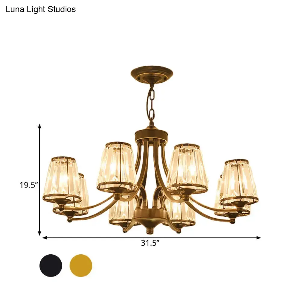 Circular Crystal Chandelier Lamp: Elegant Hanging Light for Bedrooms with Gold/Black Touches - 3/5/6 Lights