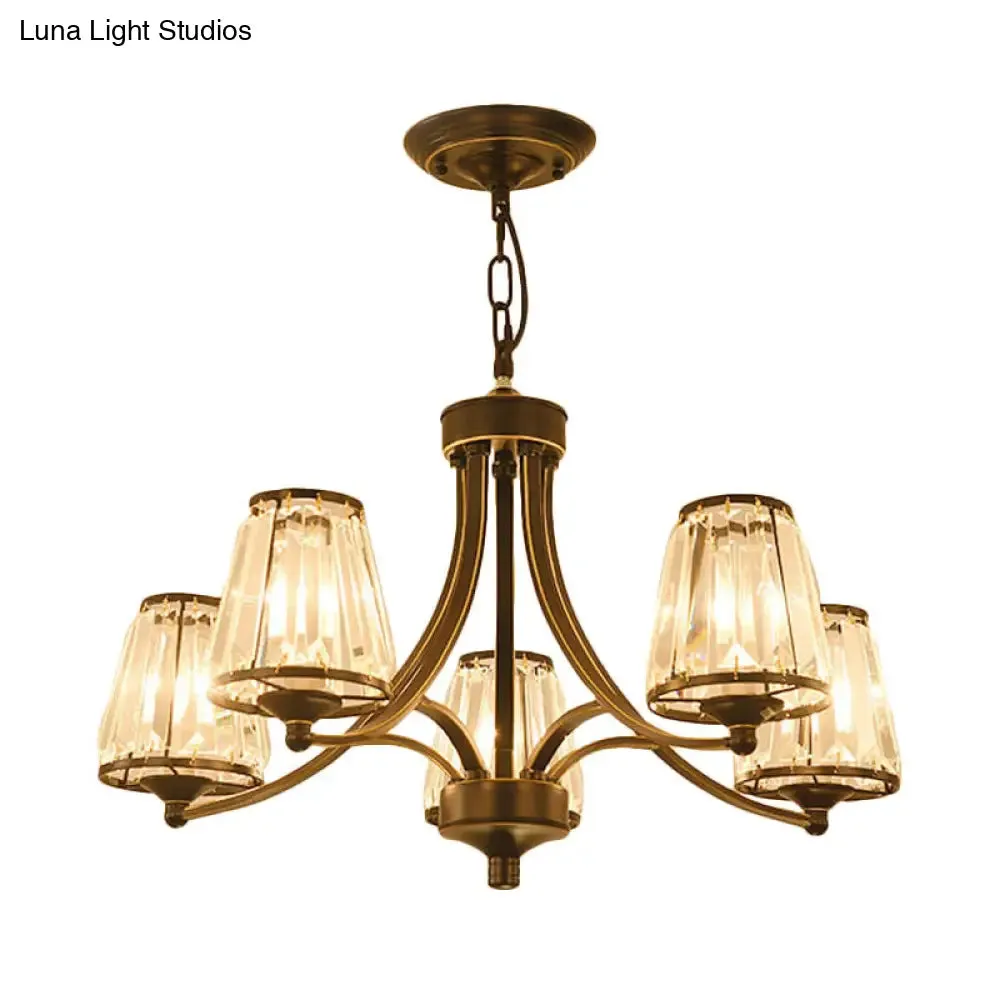 Circular Crystal Chandelier Lamp: Elegant Hanging Light for Bedrooms with Gold/Black Touches - 3/5/6 Lights