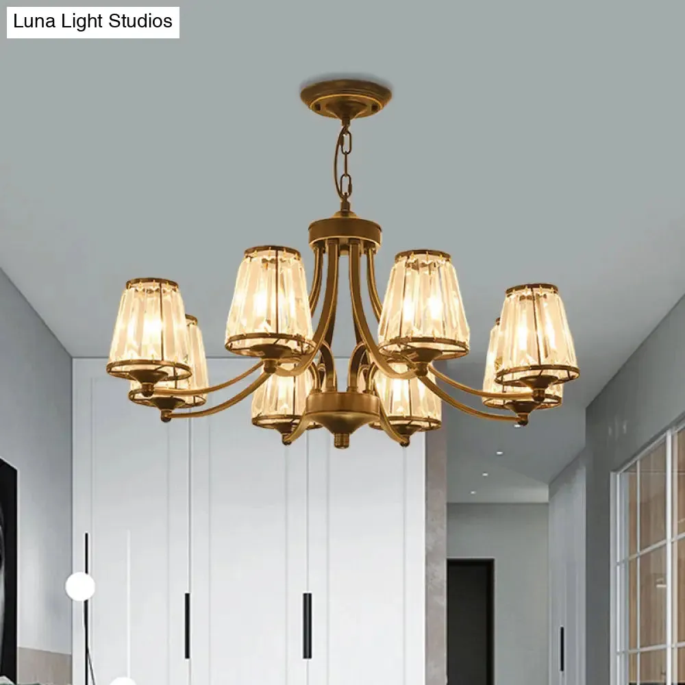 Circular Crystal Chandelier Lamp: Elegant Hanging Light for Bedrooms with Gold/Black Touches - 3/5/6 Lights