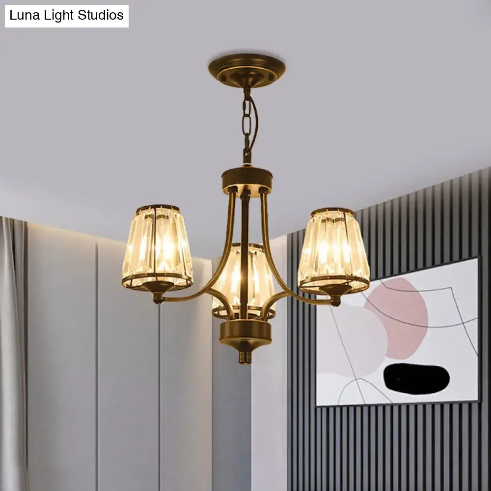 Circular Crystal Chandelier Lamp: Elegant Hanging Light for Bedrooms with Gold/Black Touches - 3/5/6 Lights