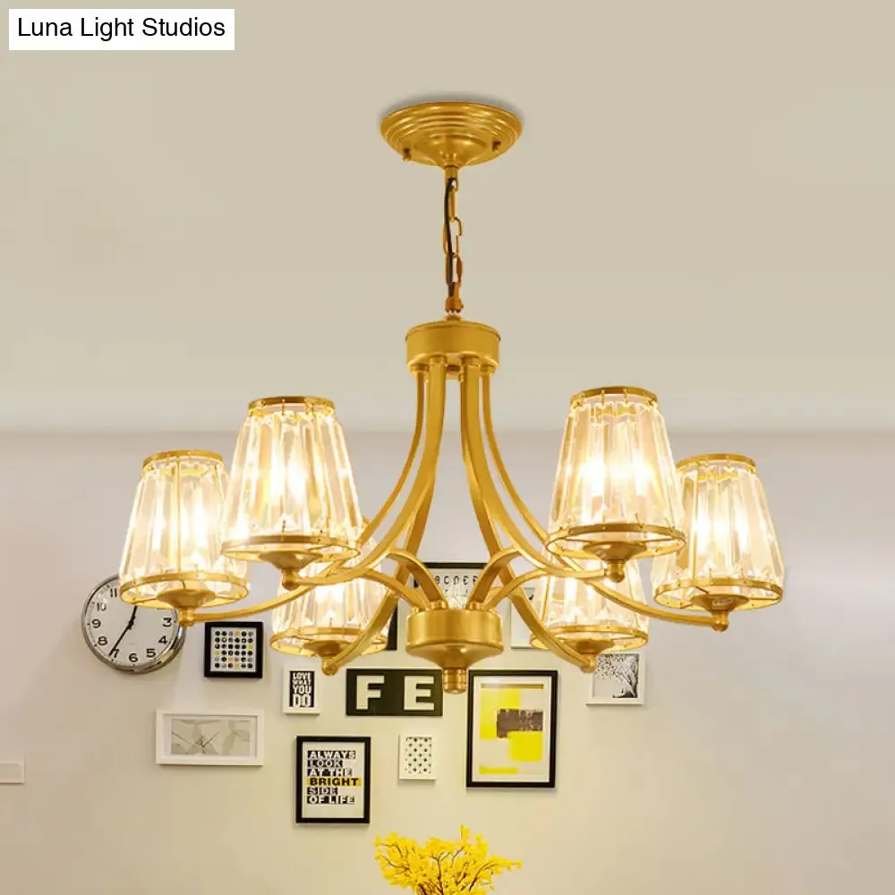 Circular Crystal Chandelier Lamp: Elegant Hanging Light for Bedrooms with Gold/Black Touches - 3/5/6 Lights