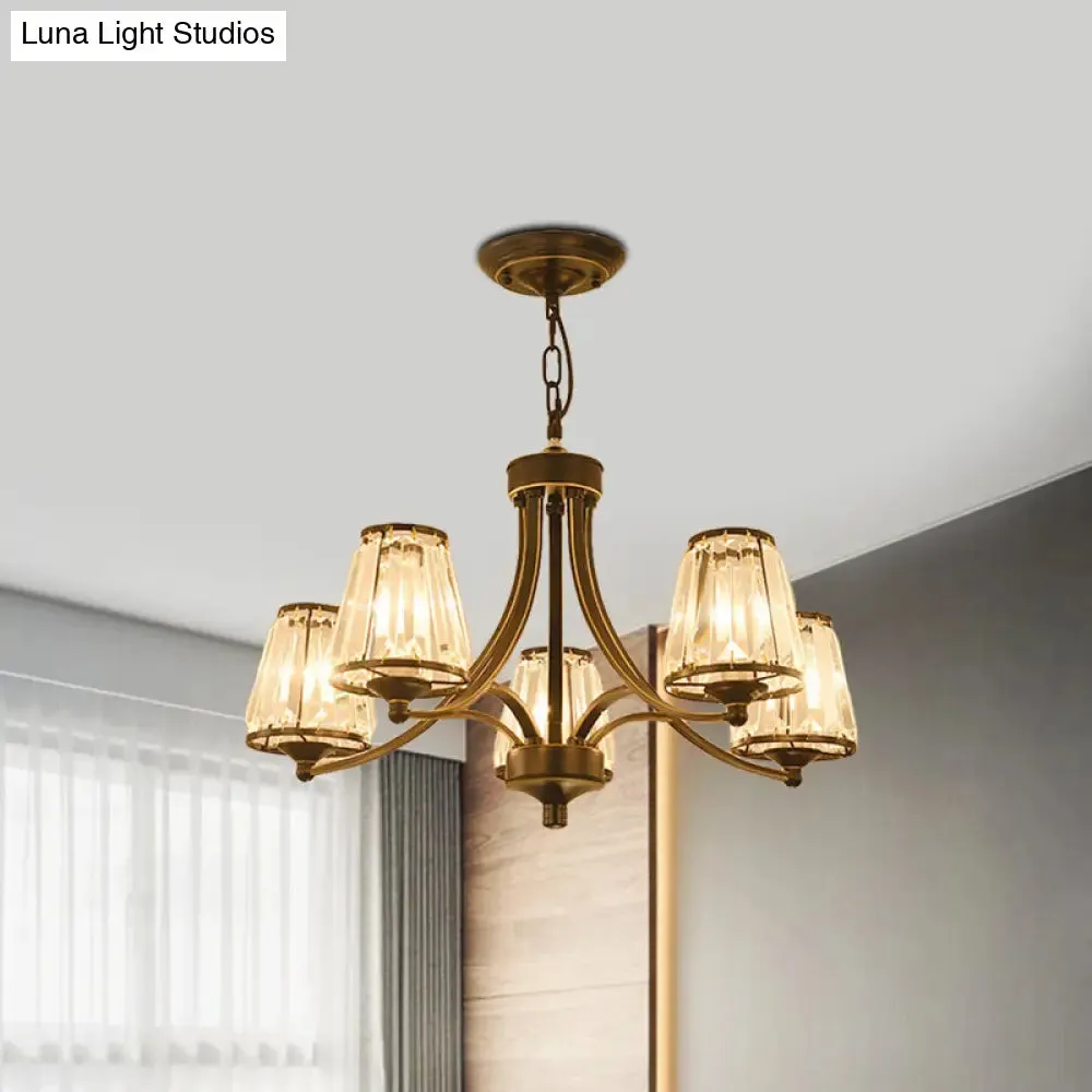 Circular Crystal Chandelier Lamp: Elegant Hanging Light for Bedrooms with Gold/Black Touches - 3/5/6 Lights