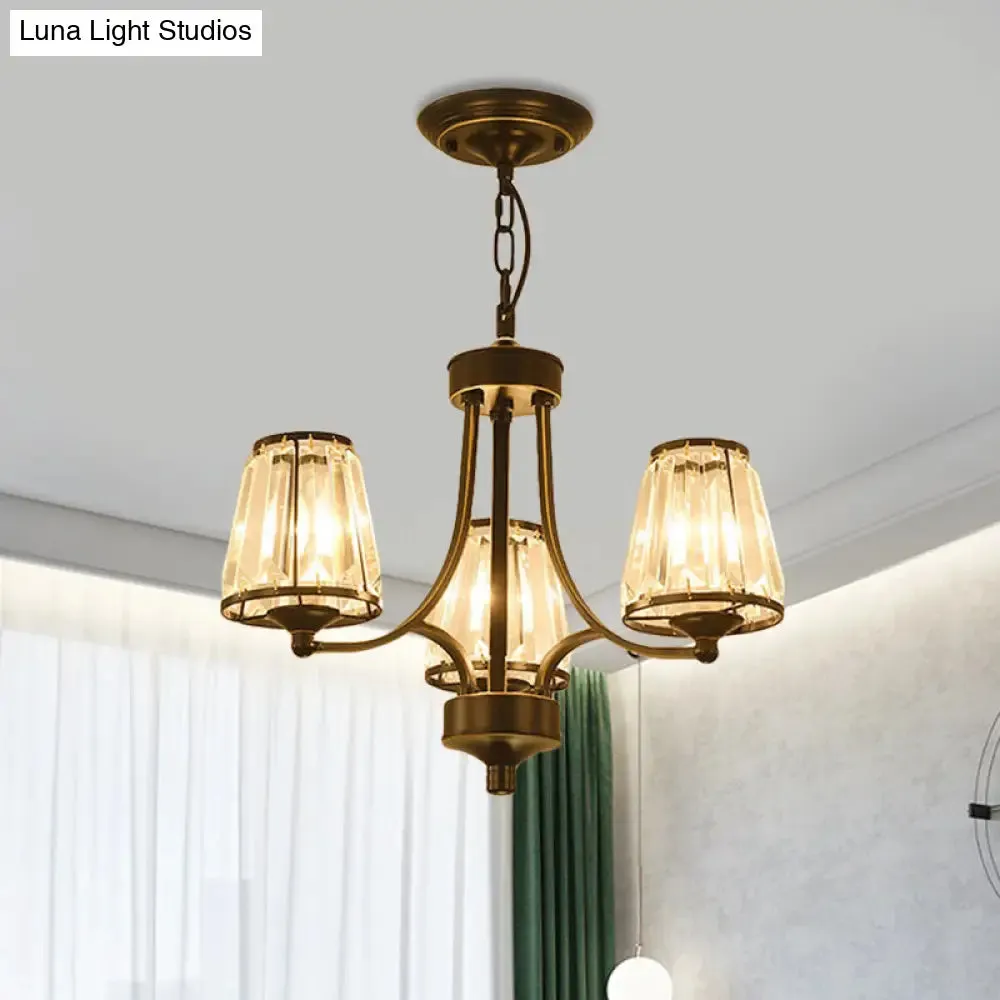 Circular Crystal Chandelier Lamp: Elegant Hanging Light for Bedrooms with Gold/Black Touches - 3/5/6 Lights