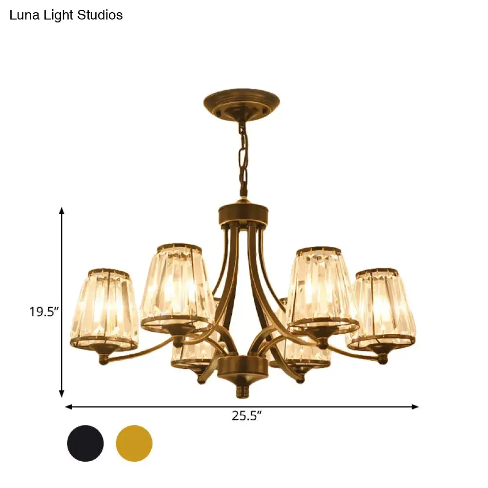 Circular Crystal Chandelier Lamp: Elegant Hanging Light for Bedrooms with Gold/Black Touches - 3/5/6 Lights