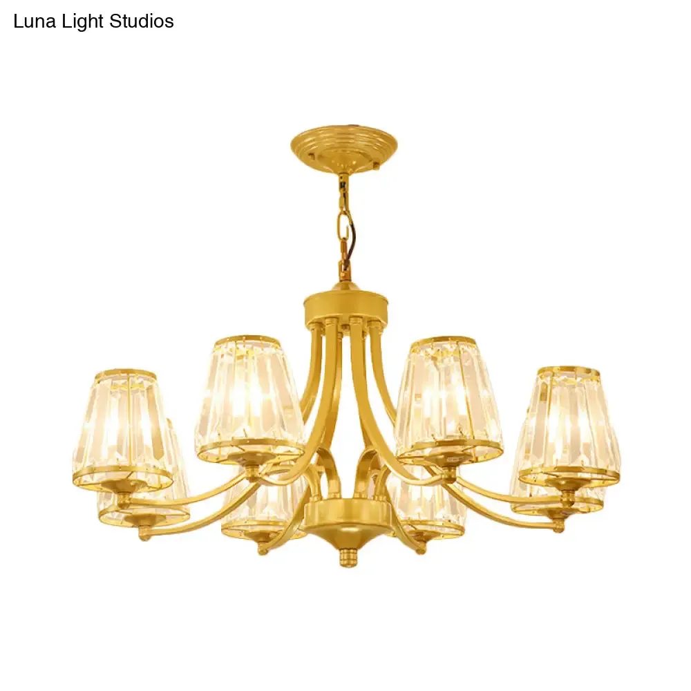 Circular Crystal Chandelier Lamp: Elegant Hanging Light for Bedrooms with Gold/Black Touches - 3/5/6 Lights