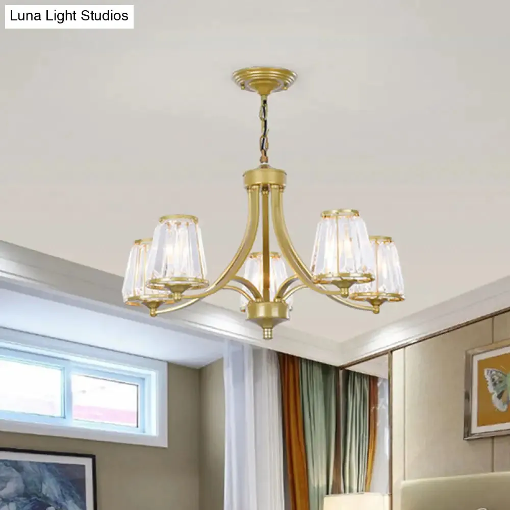 Circular Crystal Chandelier Lamp: Elegant Hanging Light for Bedrooms with Gold/Black Touches - 3/5/6 Lights