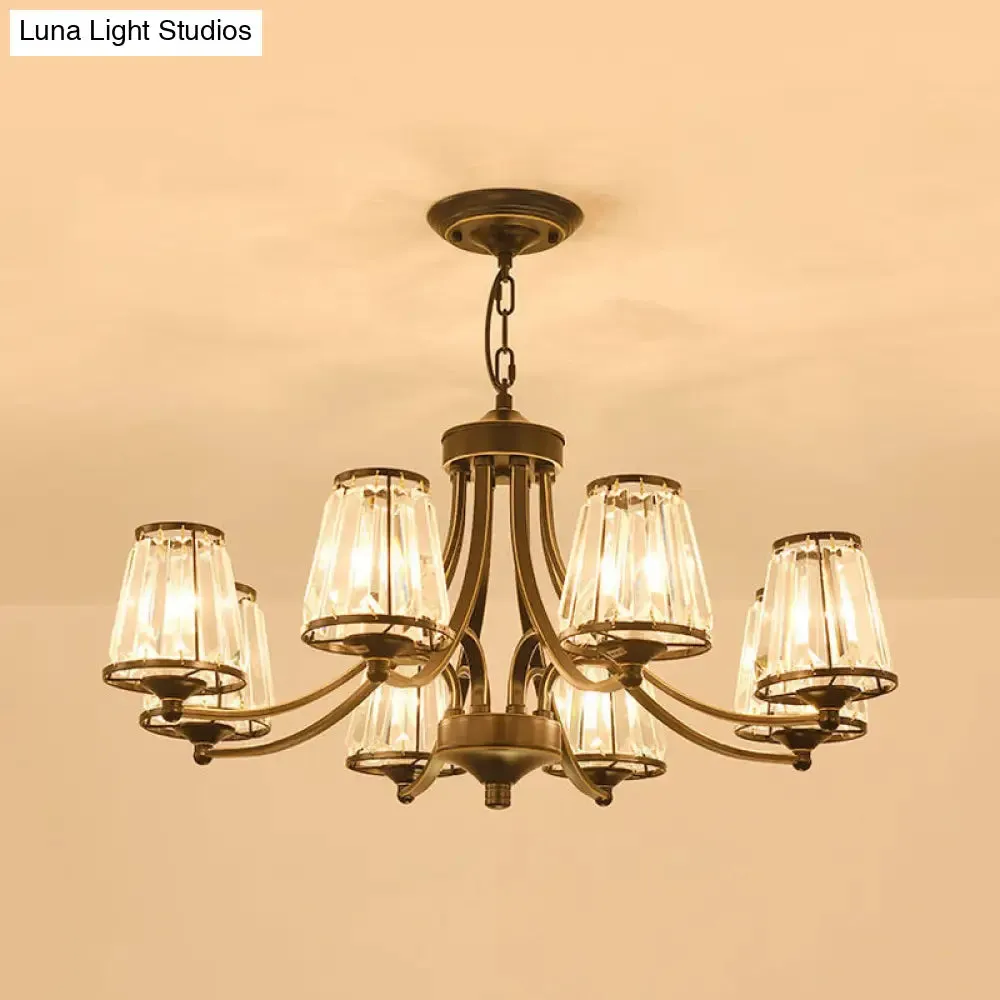 Circular Crystal Chandelier Lamp: Elegant Hanging Light for Bedrooms with Gold/Black Touches - 3/5/6 Lights