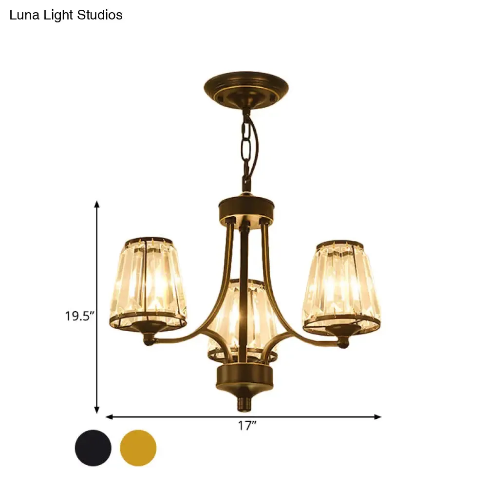 Circular Crystal Chandelier Lamp: Elegant Hanging Light for Bedrooms with Gold/Black Touches - 3/5/6 Lights