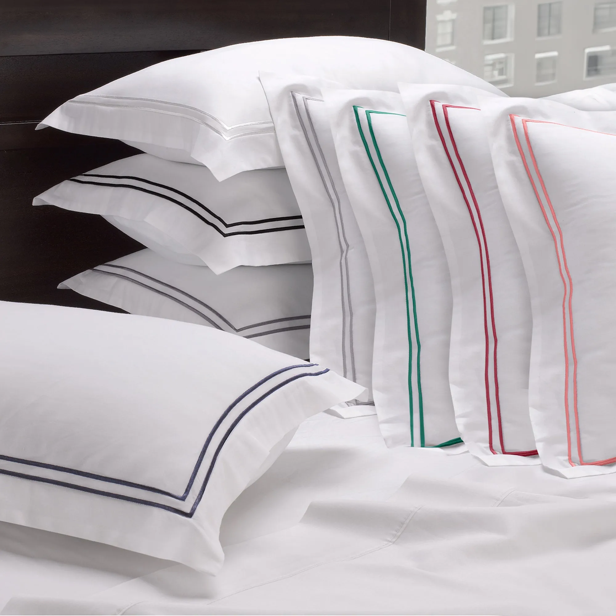 Classic Cotton Percale Duvet Set with Satin Stitching