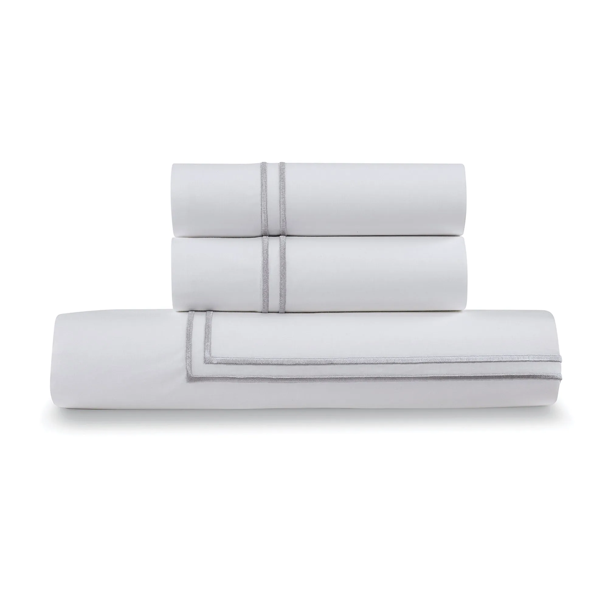 Classic Cotton Percale Duvet Set with Satin Stitching