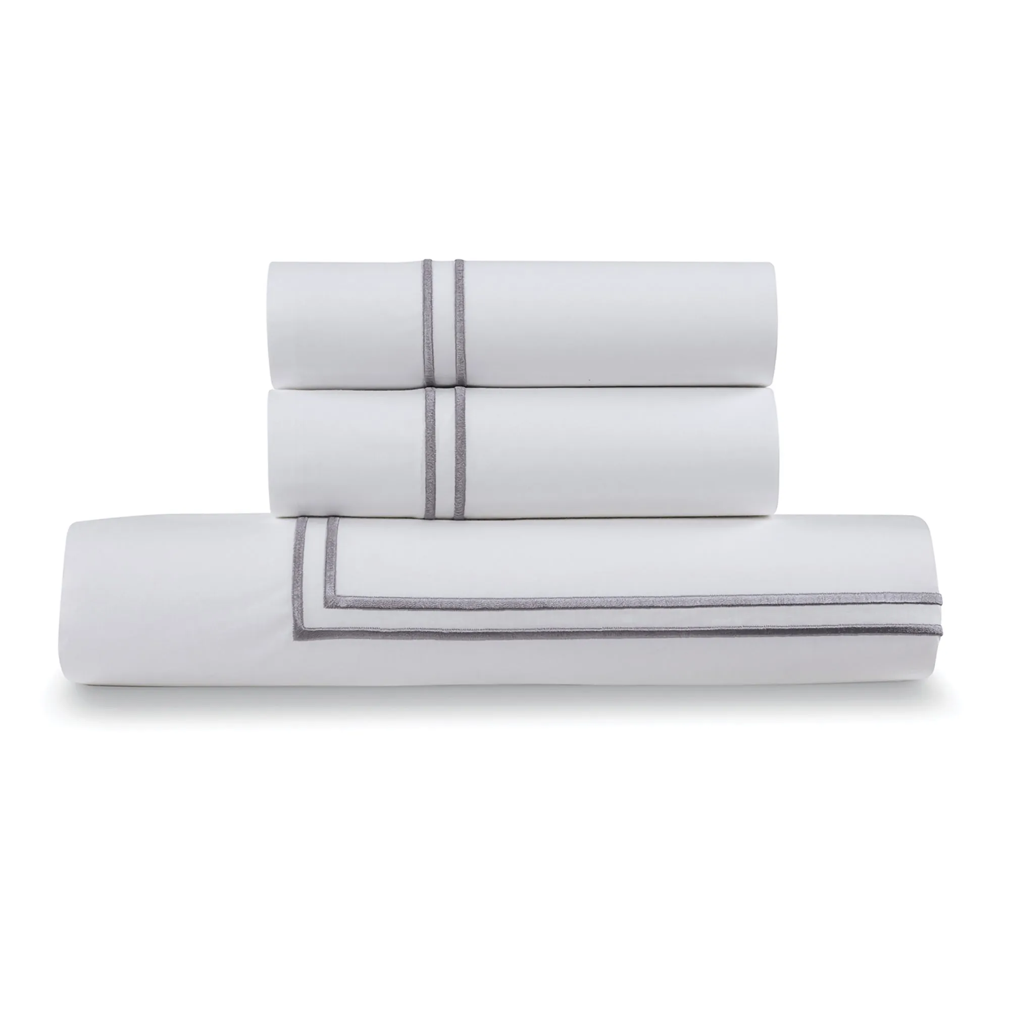 Classic Cotton Percale Duvet Set with Satin Stitching