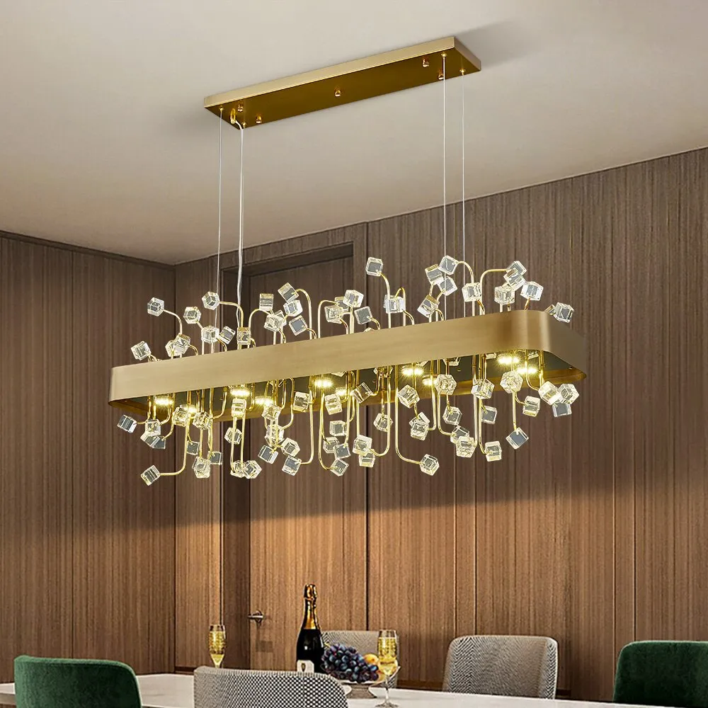 Colour Crystal Led Chandeliers For Living Room Indoor Lighting Round Chandelier Bedroom Rectangle Kitchen Island Hanging Lamp