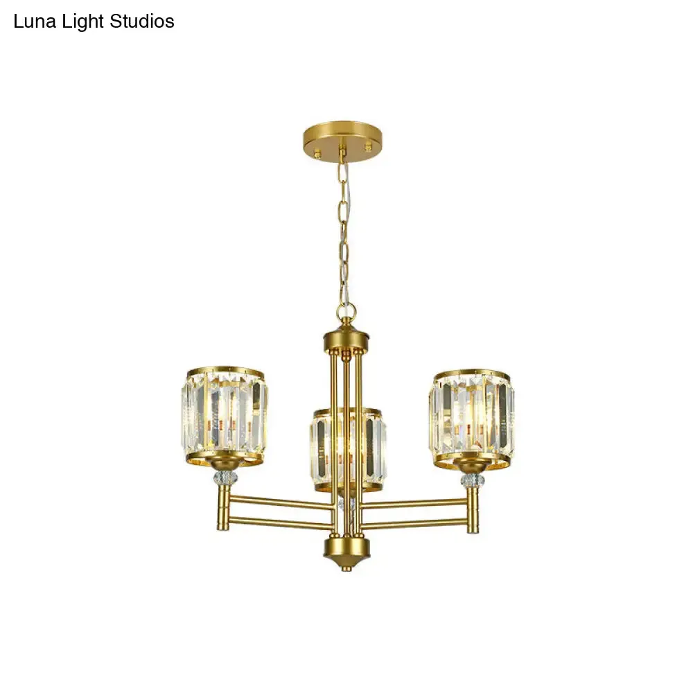 Contemporary Crystal Radial Hanging Chandelier - Brass Finish - 3/6/8 Lights - Bedroom Lighting