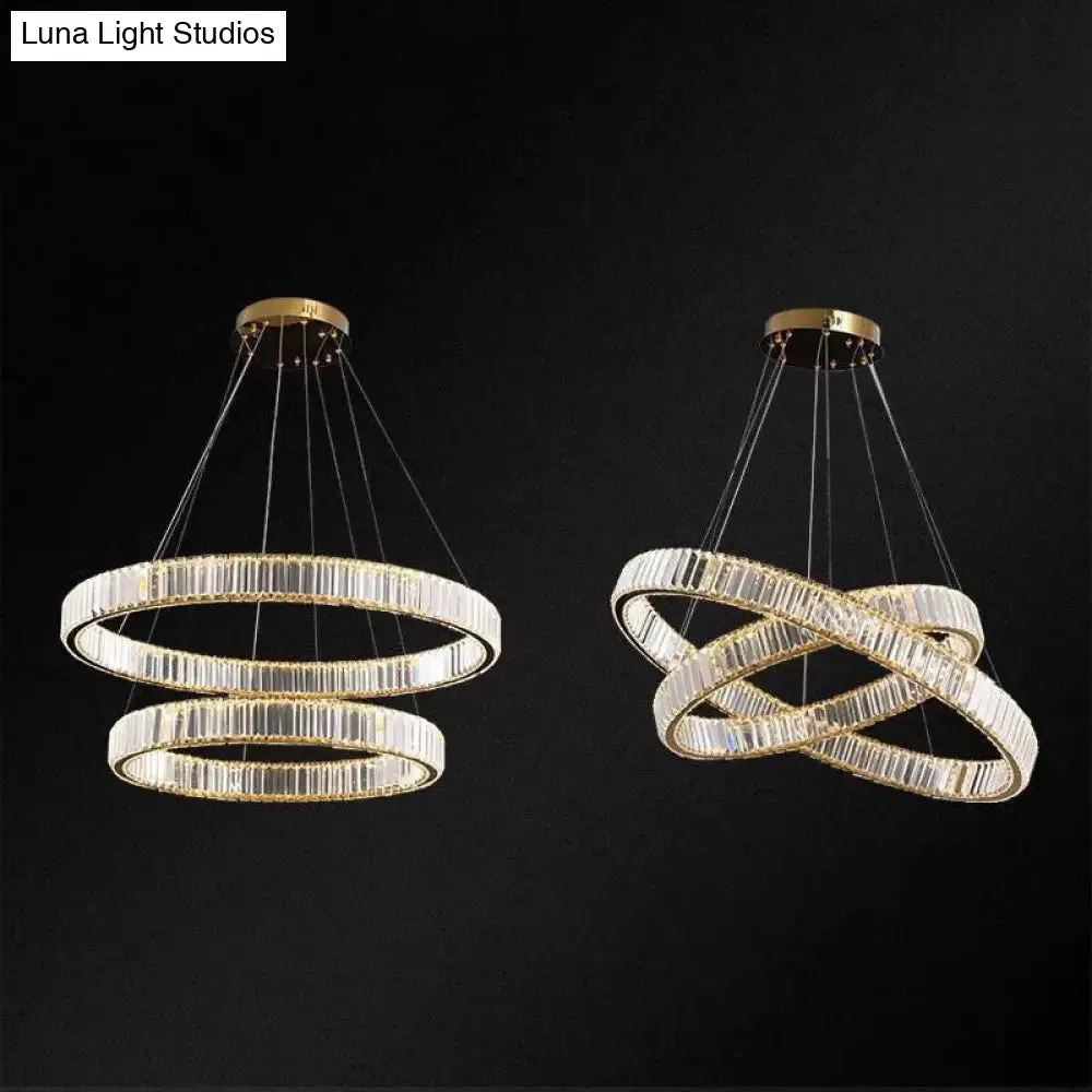 Contemporary LED Crystal Chandelier Pendant Light for Living Room