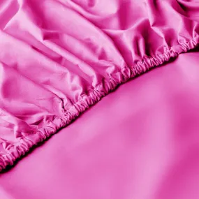 Cotton Home 100% Cotton Satin 300TC 3-piece Fitted Sheet Fuscia