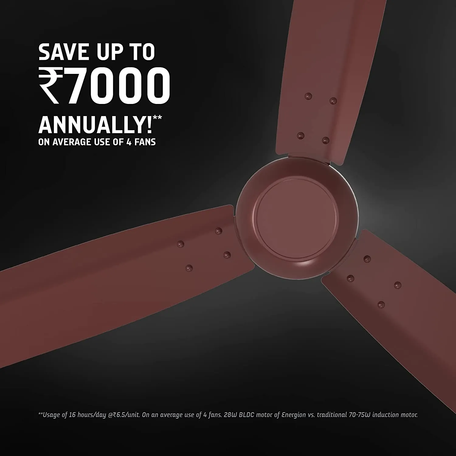 CROMPTON CEILING FAN - ENERGION GROOVE RMT AD - COFFEE BROWN - 1200MM