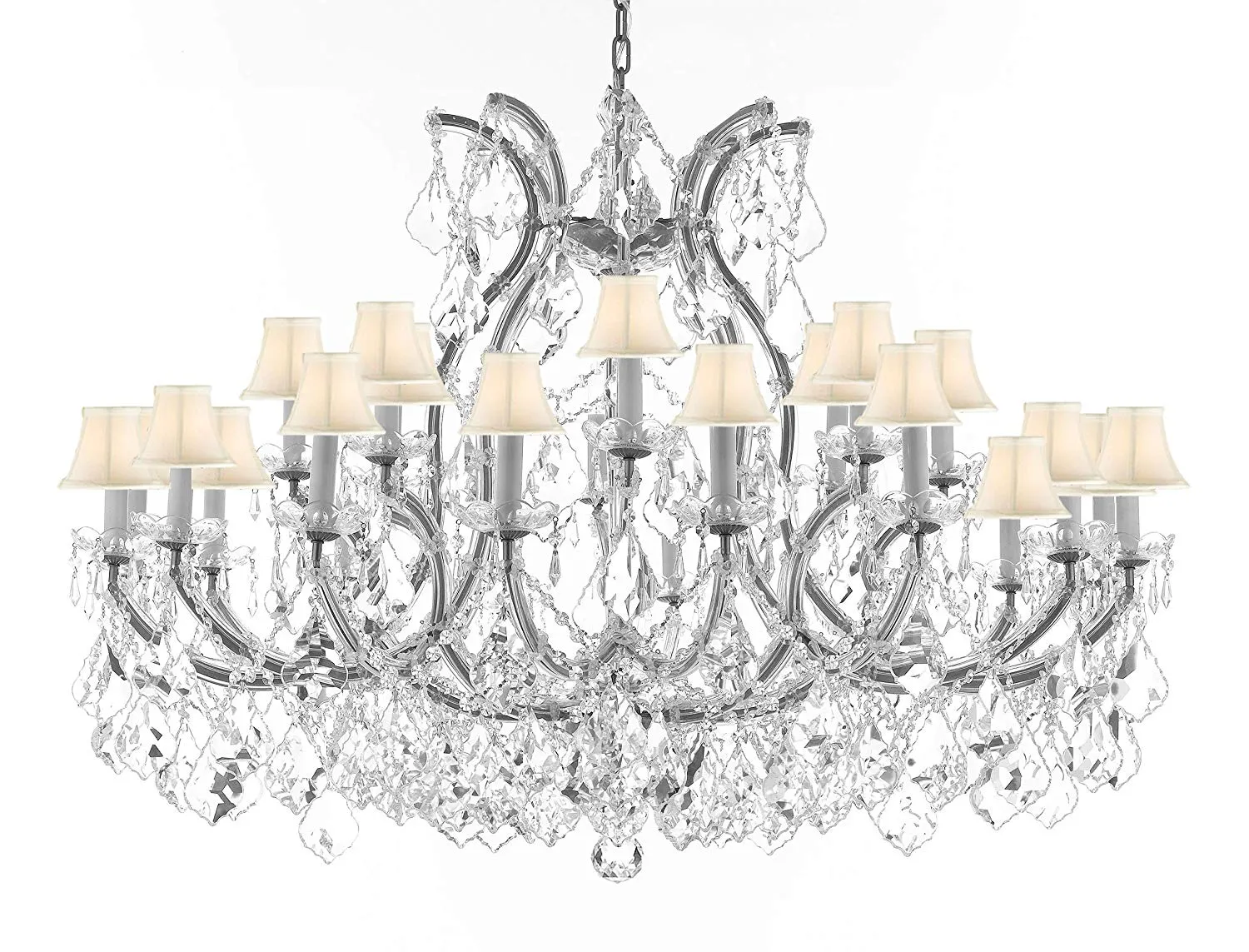 Crystal Chandelier Lighting Chandeliers H35" XW46" Great for The Foyer, Entry Way, Living Room, Family Room and More! w/White Shades - A83-B62/CS/WHITESHADES/2MT/24 1