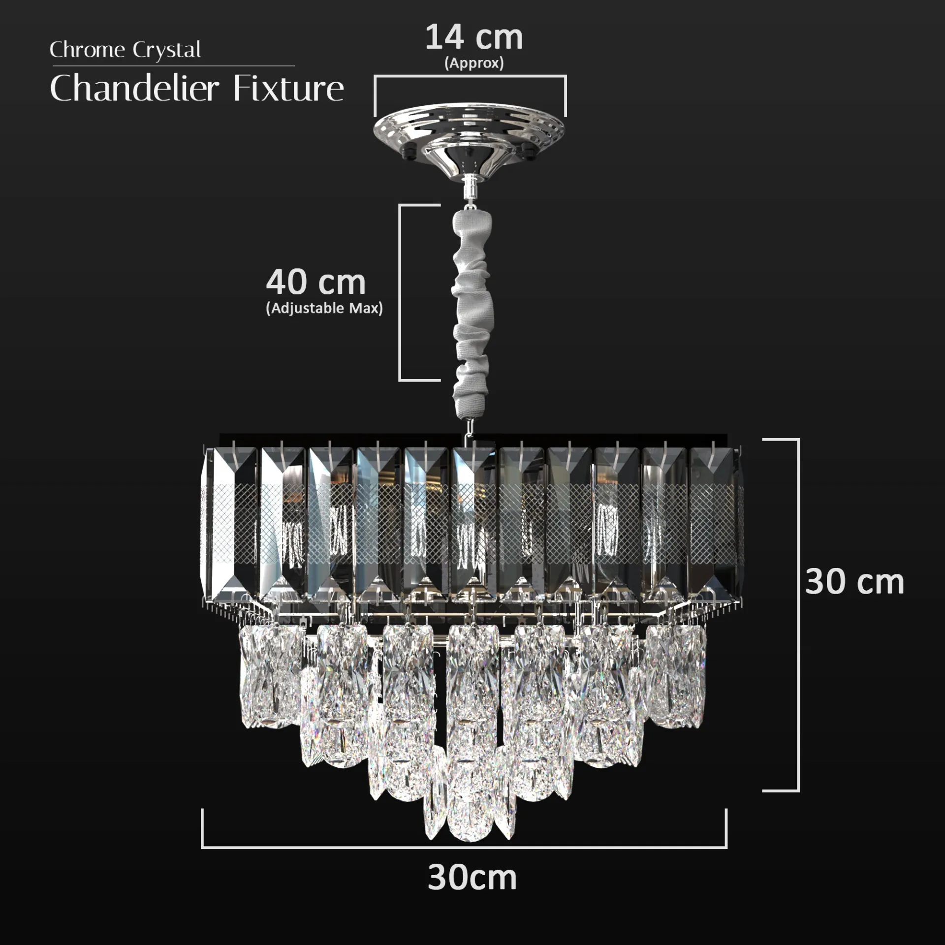 Crystal Chrome Rectangular Droplet Ceiling Living Room Chandelier  ~5426