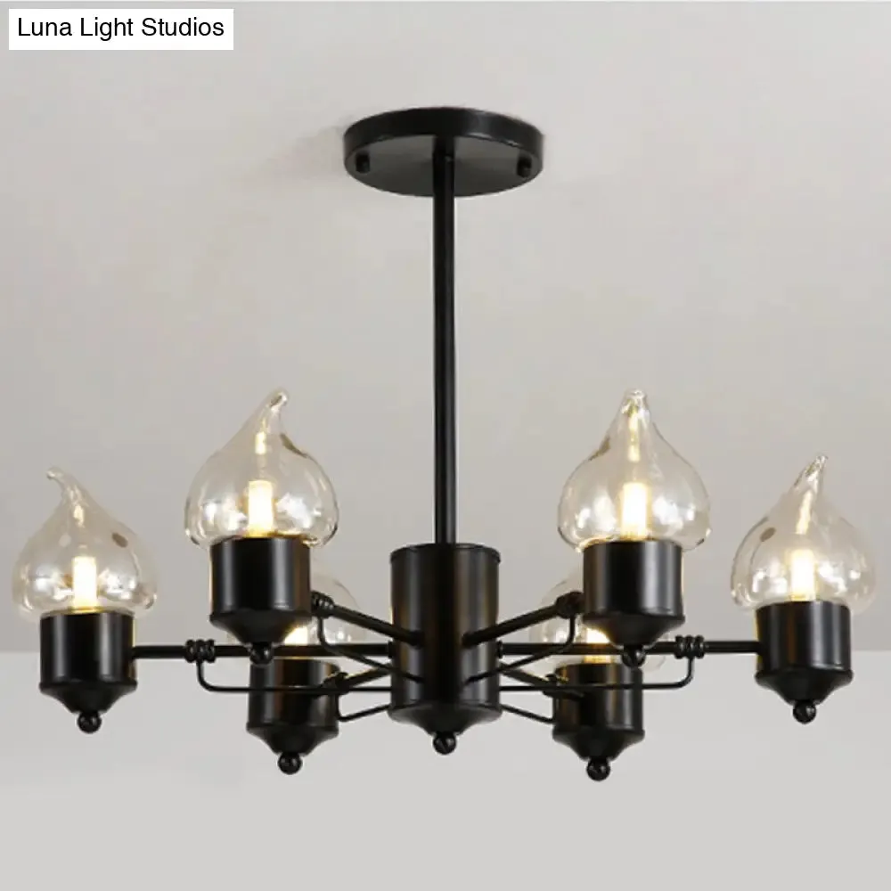 Cylindrical Glass Pendant Chandelier with Industrial 3/6 Lights - Ideal for Living Room, Includes Round Canopy