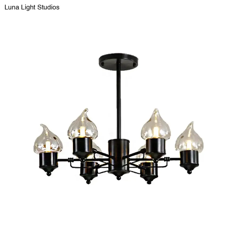 Cylindrical Glass Pendant Chandelier with Industrial 3/6 Lights - Ideal for Living Room, Includes Round Canopy